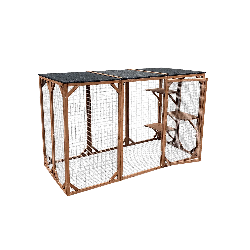 180cm Large Cat Enclosure Wooden Outdoor Cage with 3 Platforms