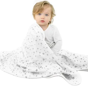 4 Season® Stroller Merino Wool & Organic Cotton Baby Blanket, 40" x 31.5", Star White