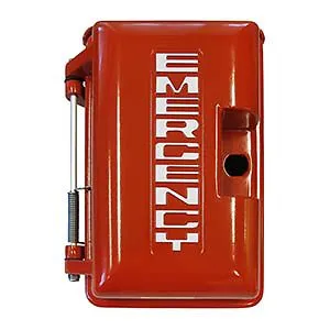 Allen Tel GB90H-02-SP-EY Red Outdoor Enclosure with Spring Loaded Door for GB259 and GB59 Series Phones-EMERGENCY Logo