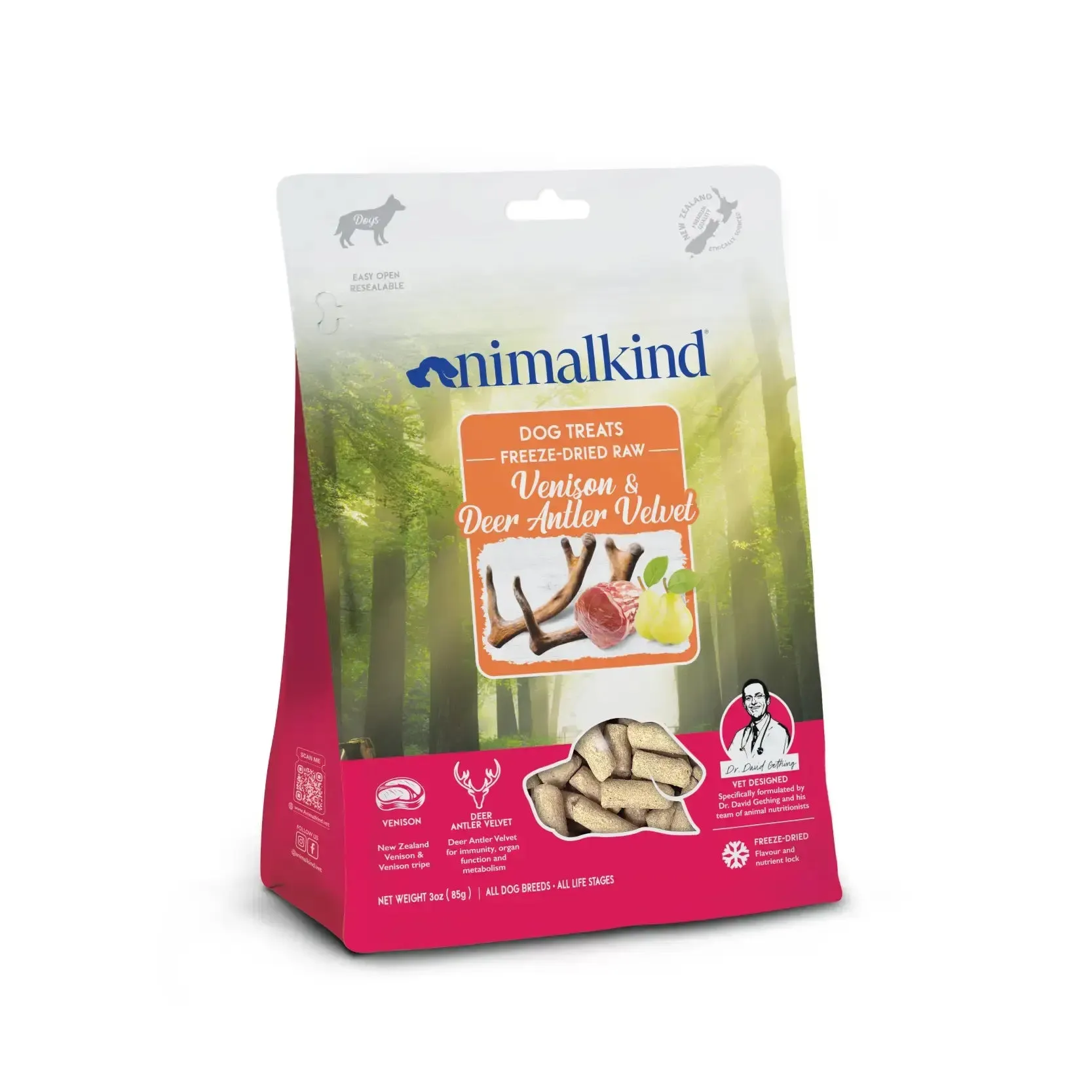 Animalkind Freeze-Dried Raw Cat and Dog Treats - Venison & Deer Antler Velvet 85g