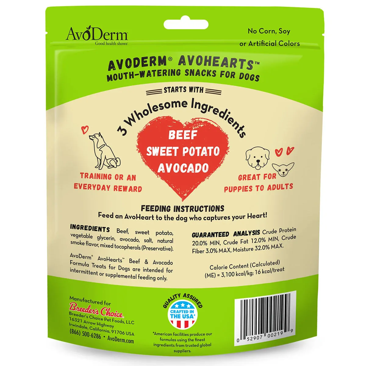 Avoderm AvoHearts Beef & Avocado Dog Treats 5oz