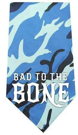 Bad to the Bone Screen Print Bandana Blue Camo