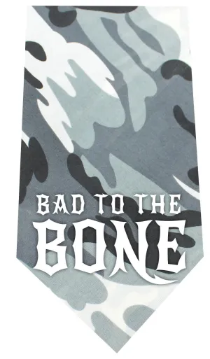 Bad to the Bone Screen Print Bandana Grey Camo