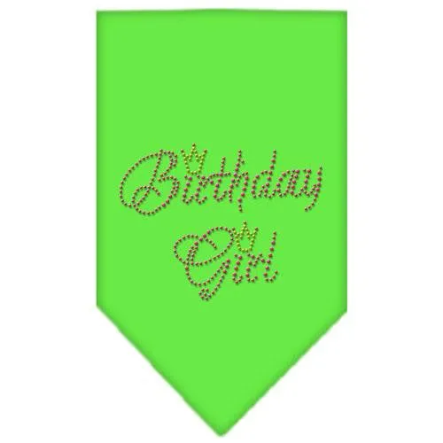 Birthday Girl Rhinestone Bandana Lime Green Large