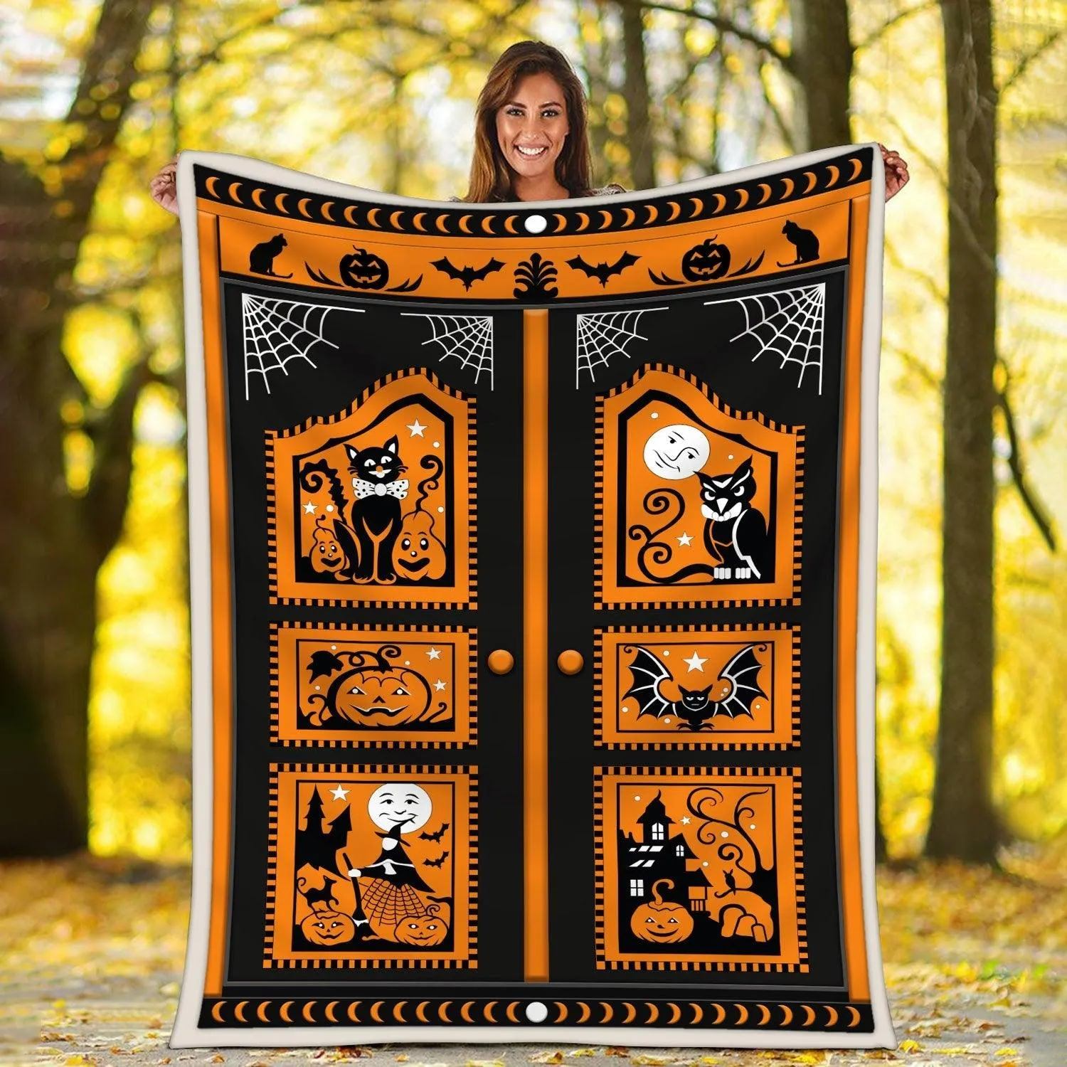 Blanket Halloween Black Cat Pumpkin