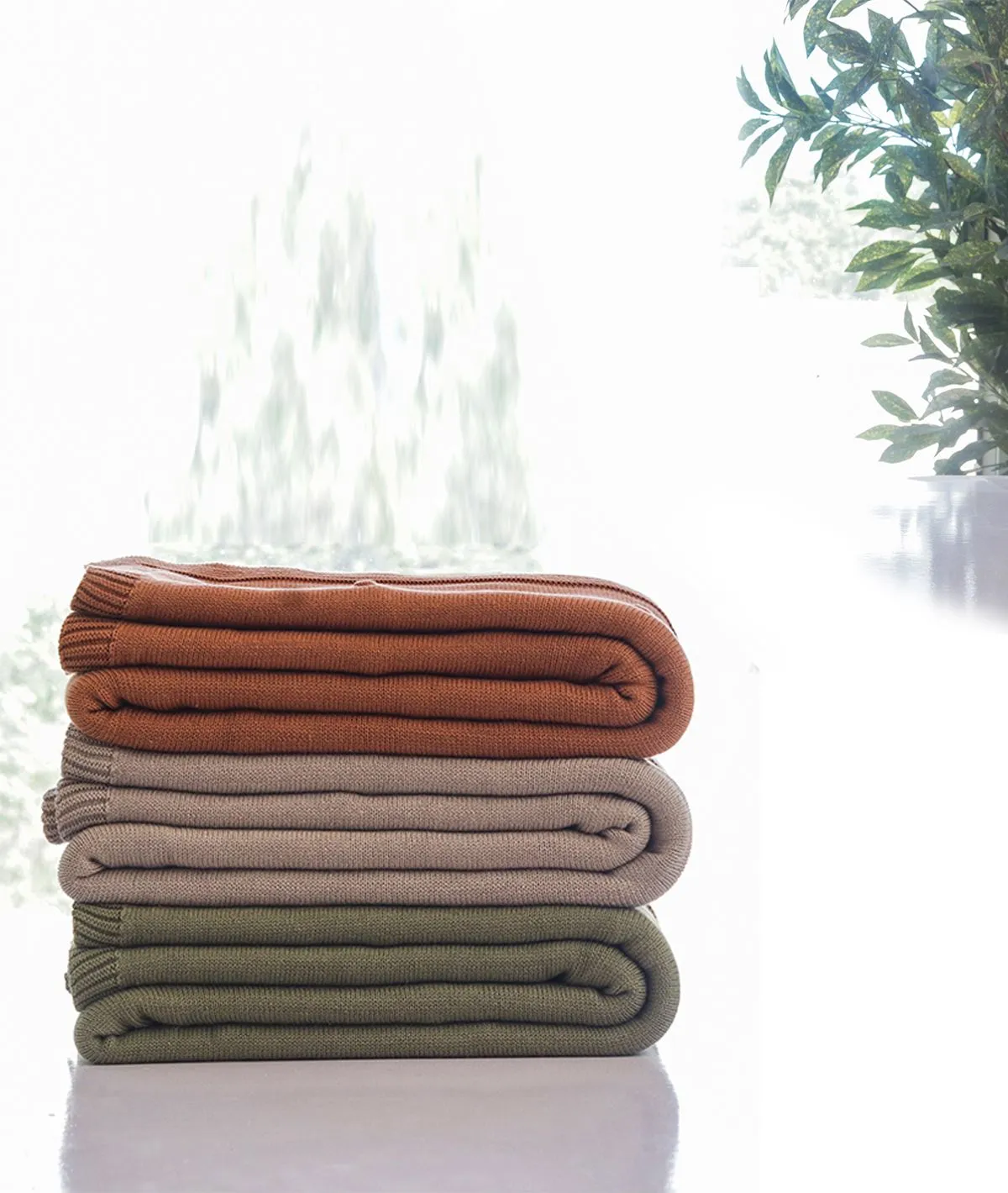 Bubble - Dried Herb Pure Cotton Knitted All Season Ac Throw Blanket