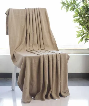 Bubble - Sandy Brown Pure Cotton Knitted All Season Ac Throw Blanket