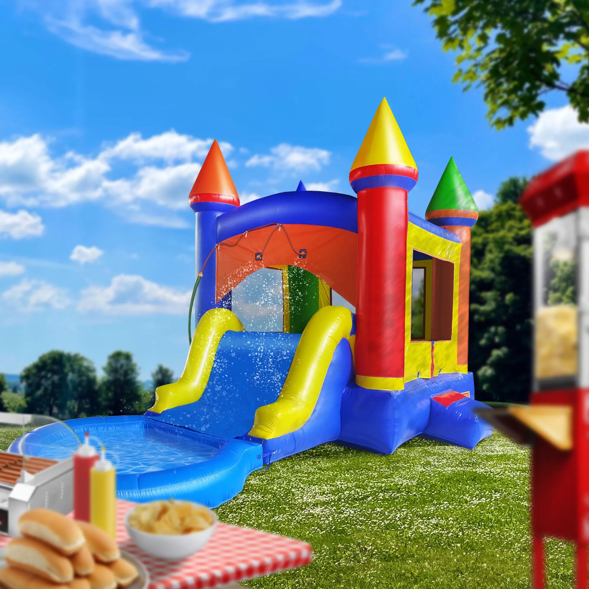 Commercial Inflatable Bounce House with Water Slide and Blower