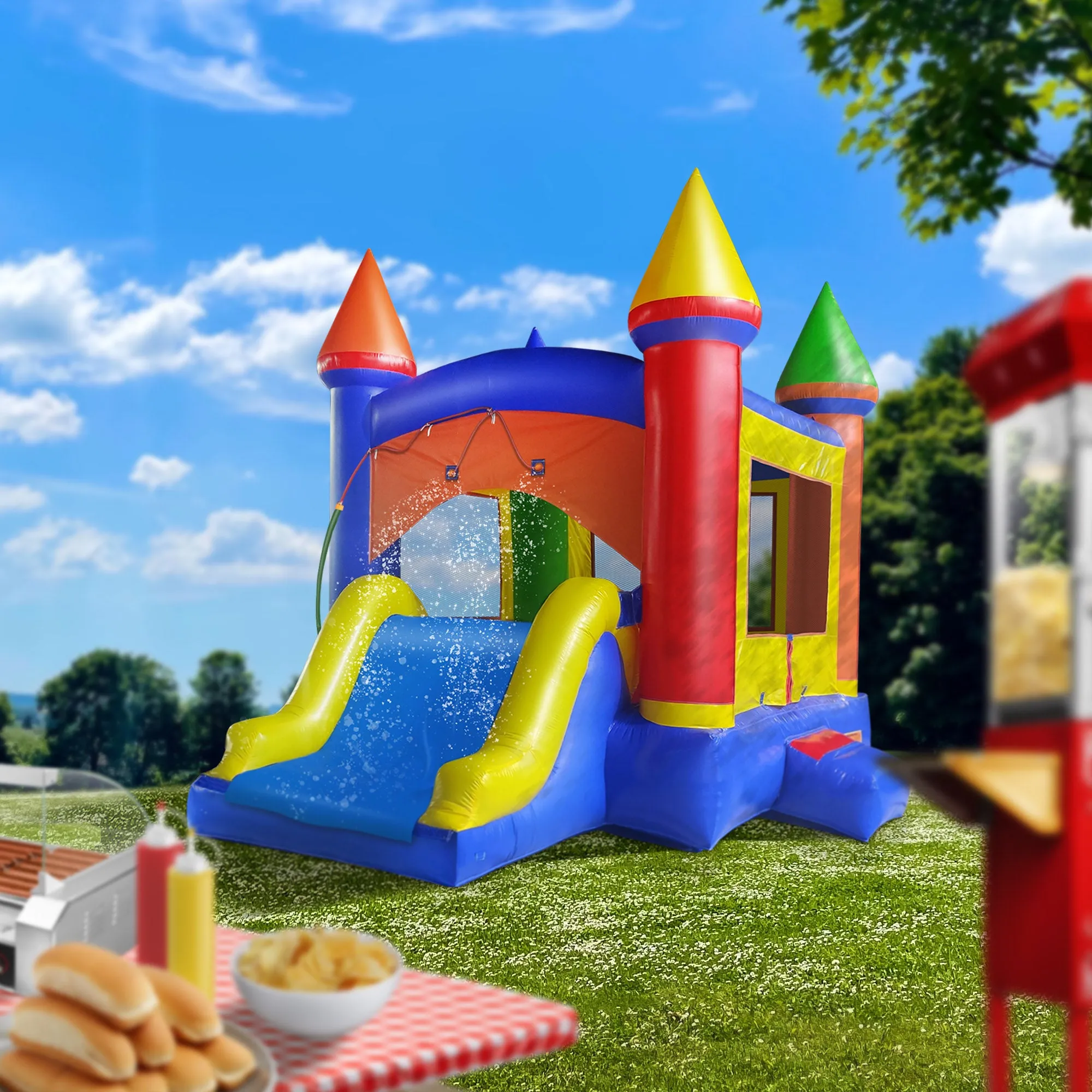 Commercial Inflatable Bounce House with Water Slide and Blower