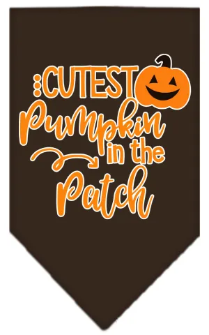 Cutest Pumpkin In The Patch Screen Print Bandana Cocoa Large