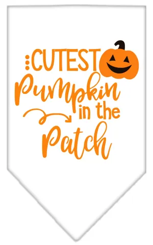 Cutest Pumpkin In The Patch Screen Print Bandana White Large