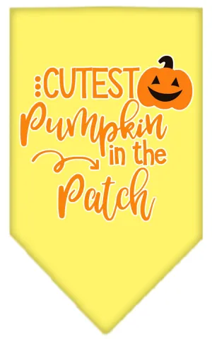 Cutest Pumpkin In The Patch Screen Print Bandana Yellow Small