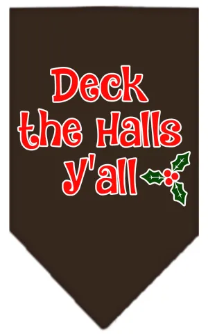 Deck The Halls Y'all Screen Print Bandana Cocoa Small