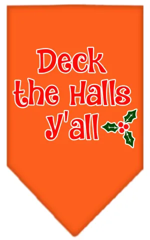 Deck The Halls Y'all Screen Print Bandana Orange Small