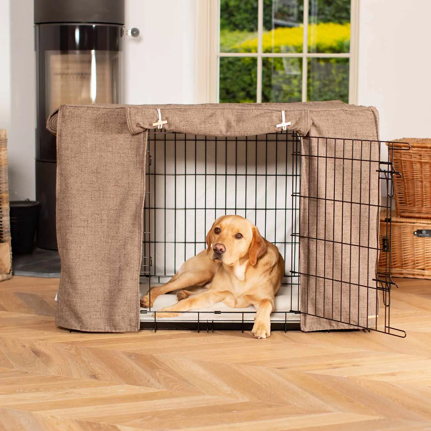 Dog Crate Cover In Inchmurrin Umber by Lords & Labradors