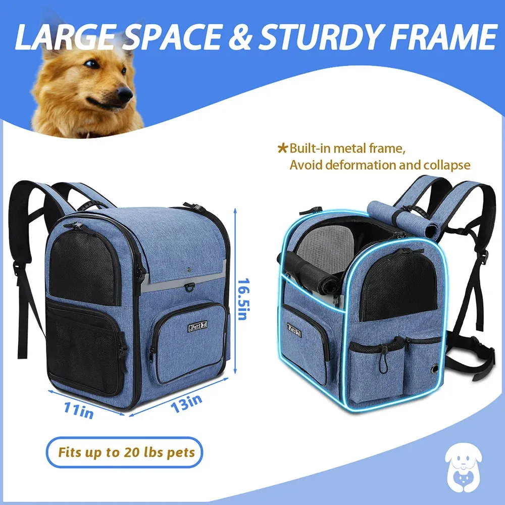 Double Shoulder Pet Backpack for Small Dogs - Sturdy, Breathable, and Foldable