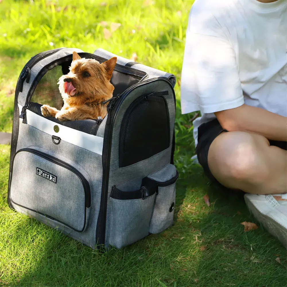 Double Shoulder Pet Backpack for Small Dogs - Sturdy, Breathable, and Foldable