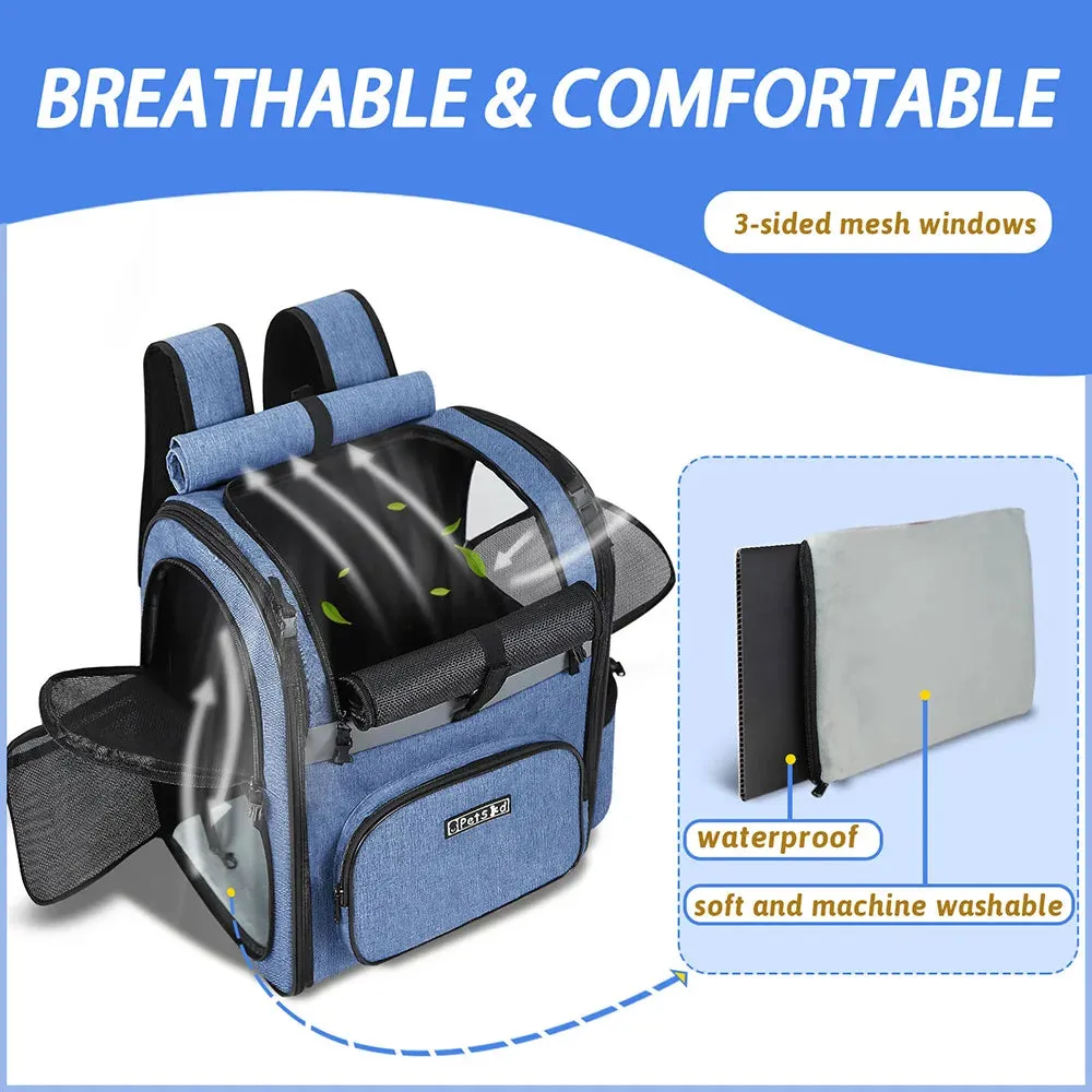 Double Shoulder Pet Backpack for Small Dogs - Sturdy, Breathable, and Foldable