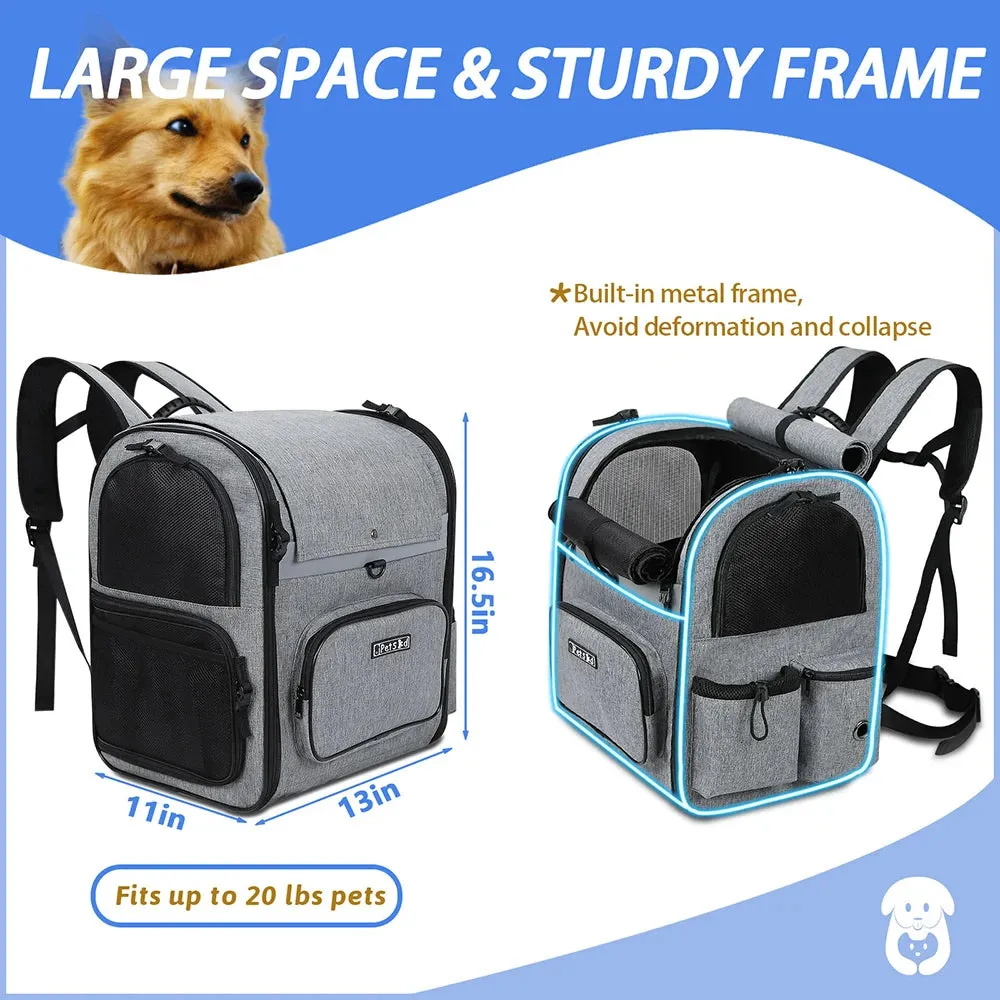 Double Shoulder Pet Backpack for Small Dogs - Sturdy, Breathable, and Foldable