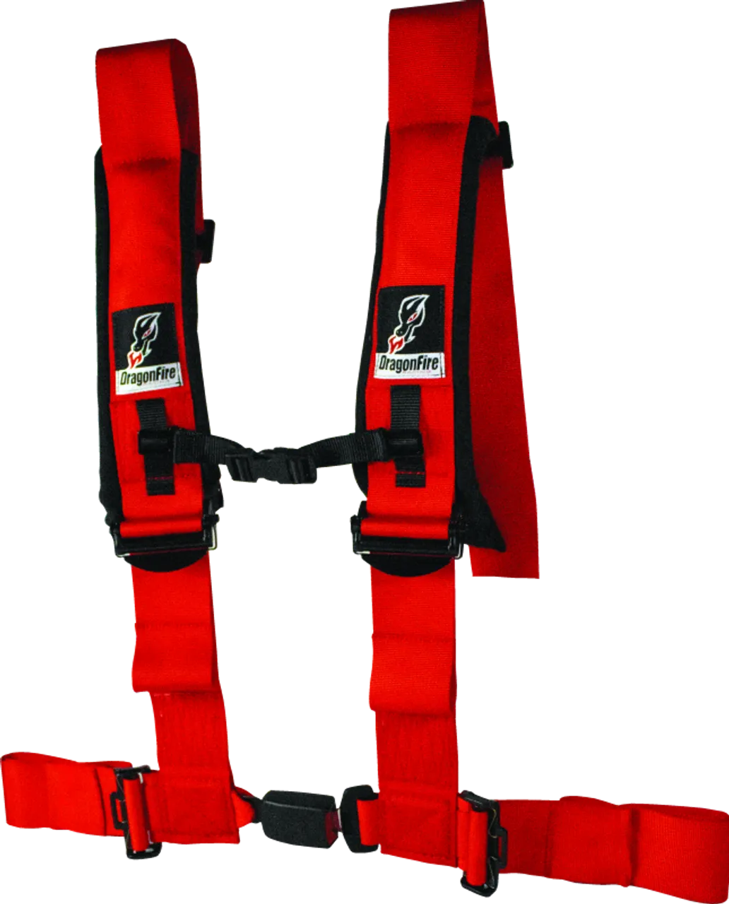 DragonFire Racing ATV Seat Belt Harness [2" or 3" Buckle 4 Point EZ-Adjust] Black or Red