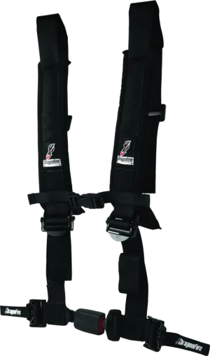 DragonFire Racing ATV Seat Belt Harness [2" or 3" Buckle 4 Point EZ-Adjust] Black or Red