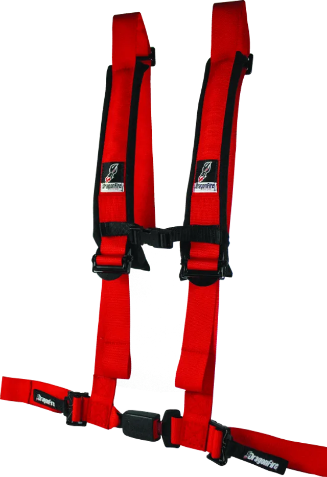 DragonFire Racing ATV Seat Belt Harness [2" or 3" Buckle 4 Point EZ-Adjust] Black or Red