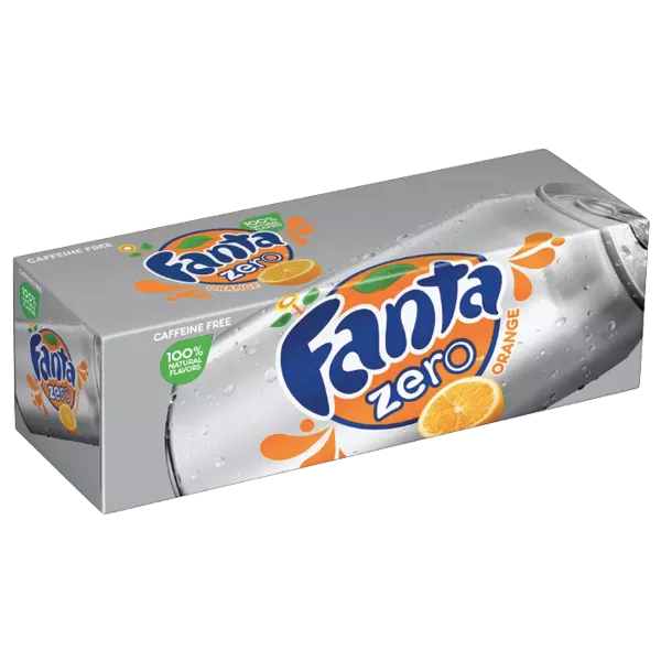 Fanta Cans Orange Zero Soda 12 fl oz, 12 Ct