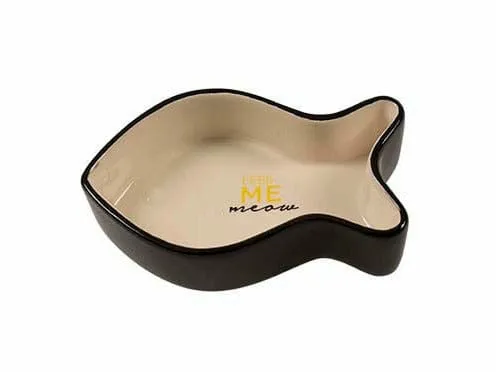 Feeding Bowl Fish Stone Feed Me Meow 17x10,5x4,5cm - 300ml black