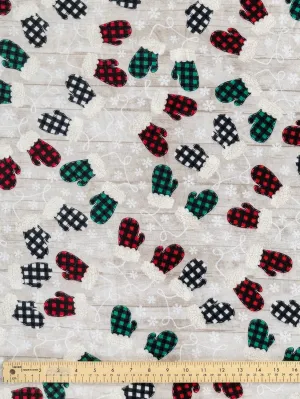 Festive Mitten Print Cotton Flannel Deadstock - Multicolour - Swatch