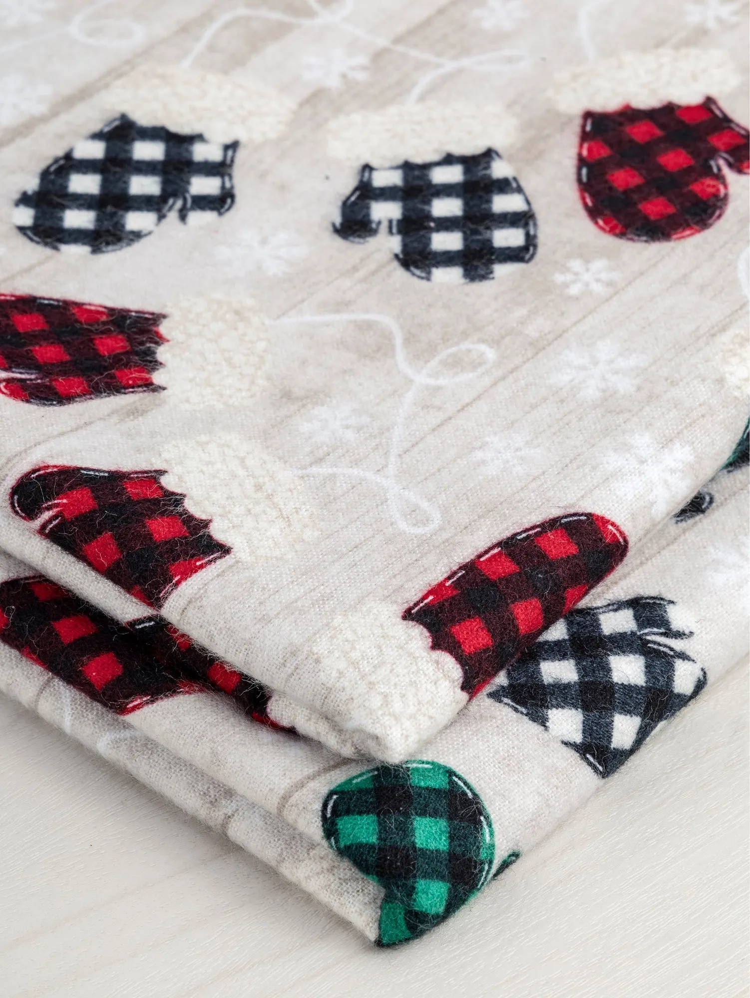 Festive Mitten Print Cotton Flannel Deadstock - Multicolour - Swatch