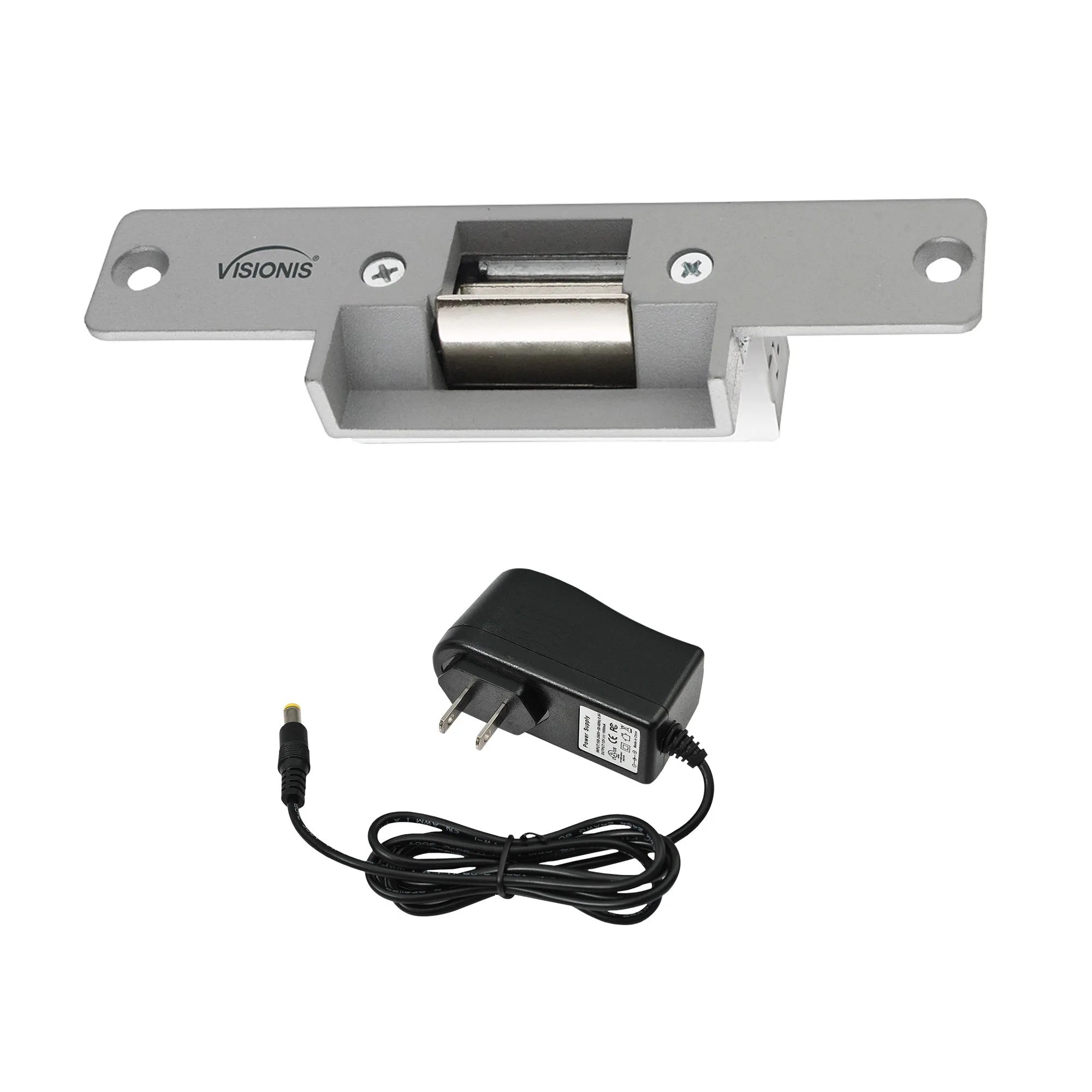 FPC-5390 770lbs Stainless Steel Electric Door Strike For Wood And Metal Doors 12V Fail Secure Normally Open With Power Supply