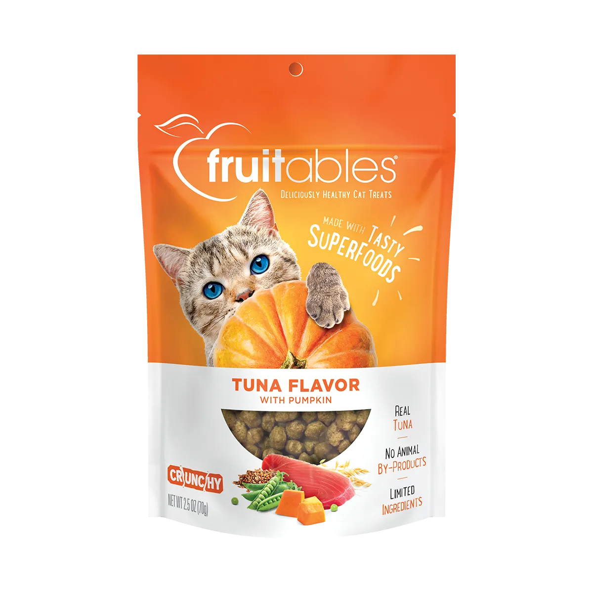 Fruitables Cat Treats Crunchy Tasty Superfoods Tuna with Pumpkin 2.5oz