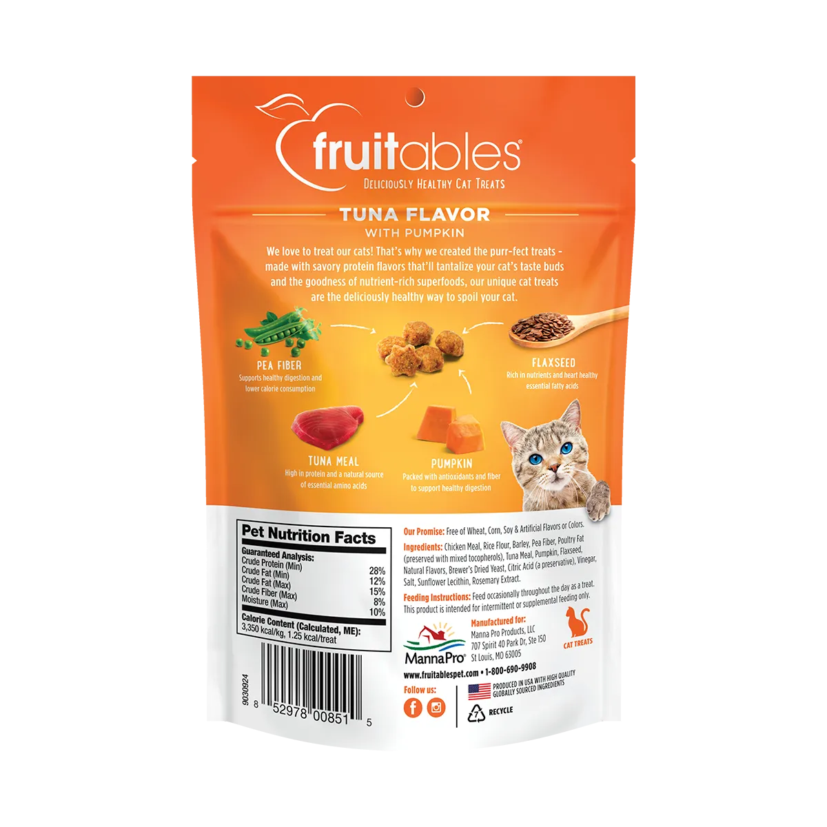 Fruitables Cat Treats Crunchy Tasty Superfoods Tuna with Pumpkin 2.5oz