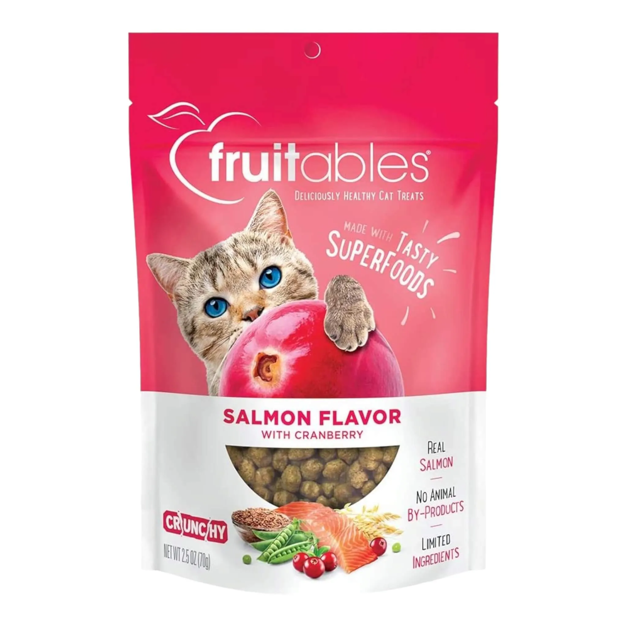 Fruitables Crunchy Cat Treats - Salmon Flavor with Cranberry