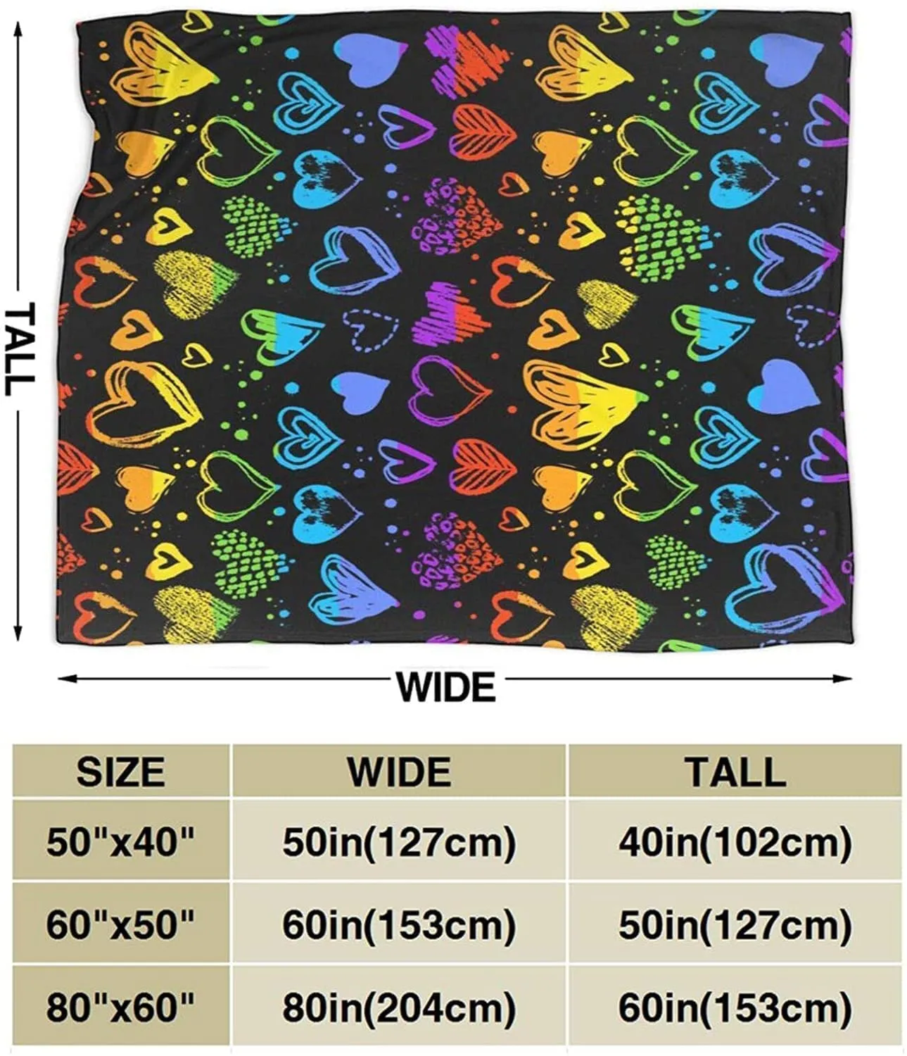 Gay Pride Rainbow Lgbt Colorful Hearts Bed Blanket Ultra Soft, Fleece Blankets For Lgbt Community