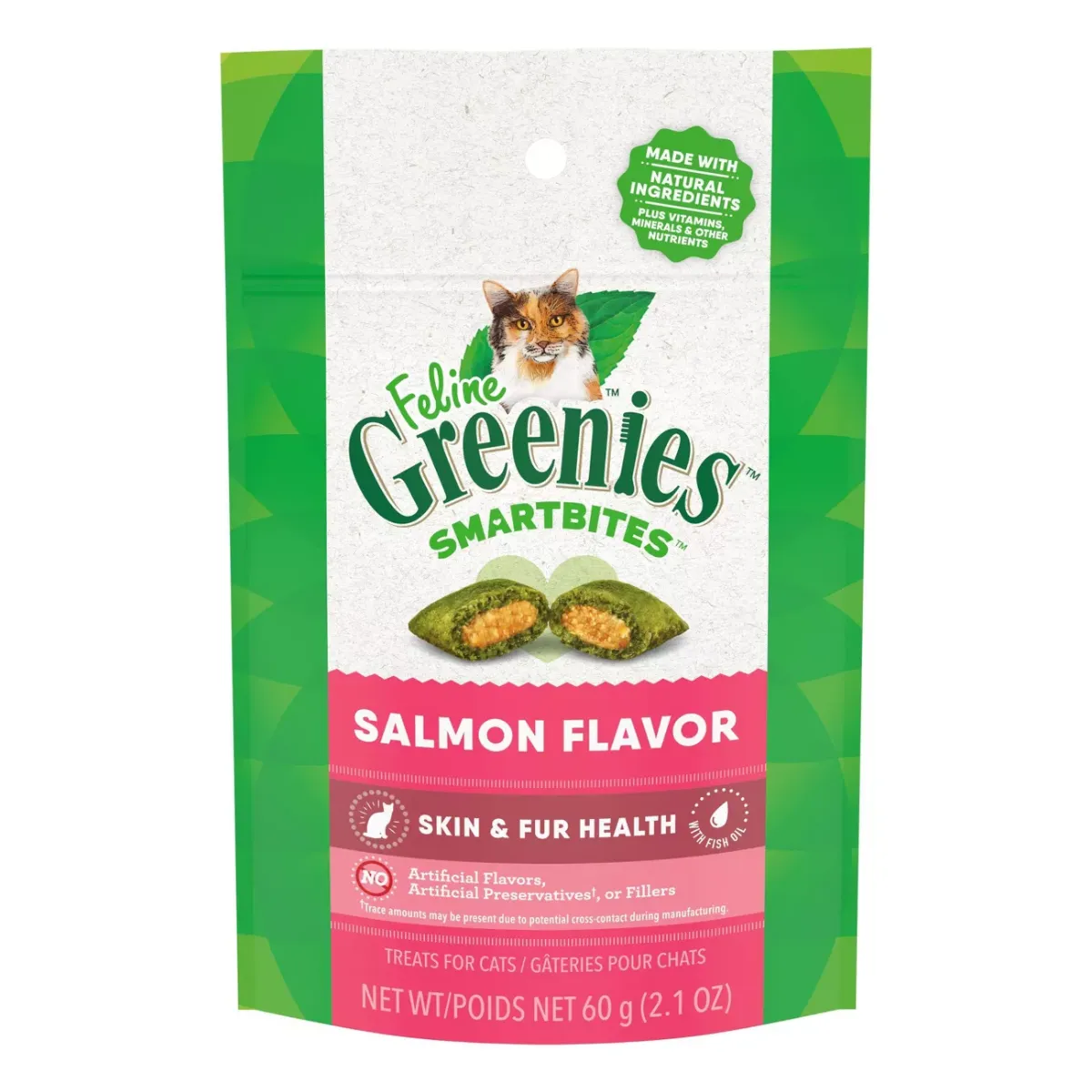 Greenies Healthy Skin & Fur Salmon Flavor Cat Treats 2.1oz