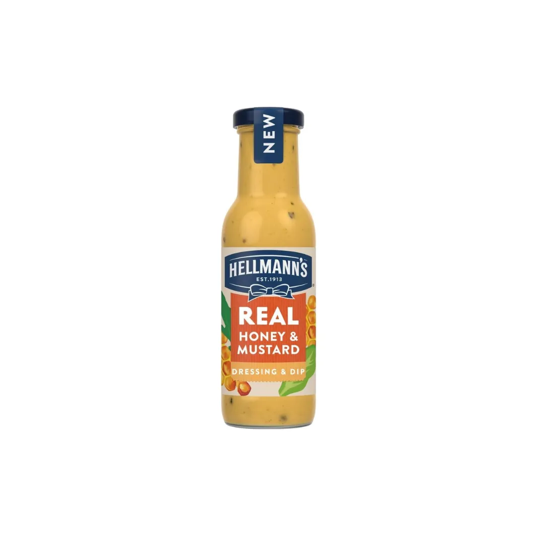 Hellmann's Real Honey & Mustard Dressing & Dip 250 ml | Sweet & Tangy Mustard Dip for Salads & Sandwiches