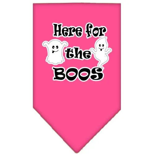 Here For The Boos Screen Print Bandana Bright Pink Small