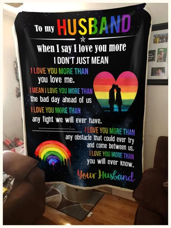 I Love You Blanket For Gaymer, Gift To Couple Gay Man, To My Husband Lgbt Blanket