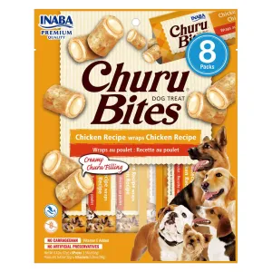 Inaba Churu Bites Chicken Recipe wraps Chicken Dog Treats, 0.42-oz x pack of 8 Tubes