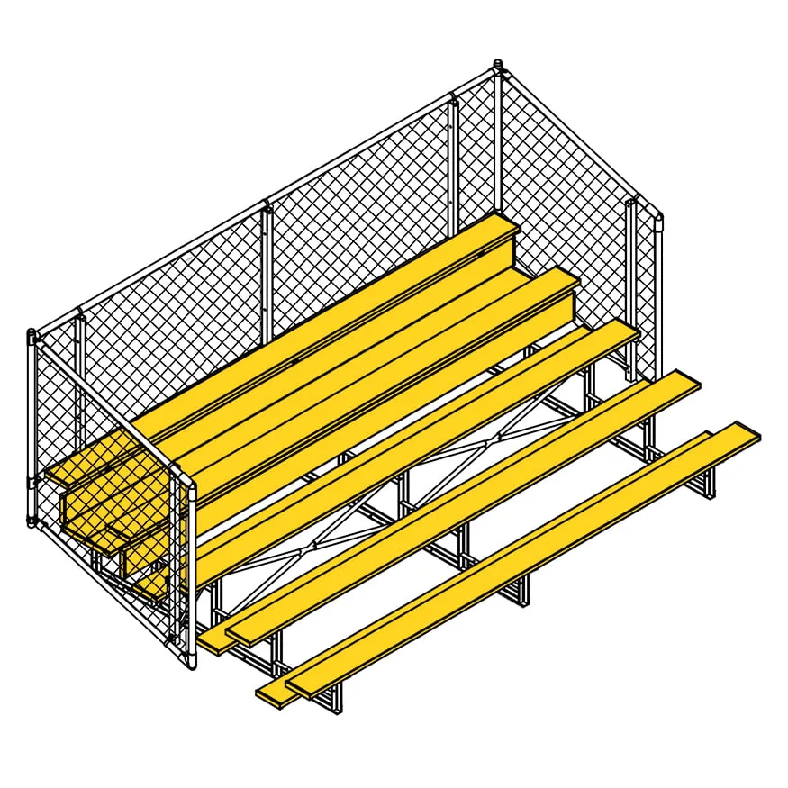 Jaypro Bleacher - 15 ft. (5 Row - Single Foot Plank with Chain Link Rail) - Enclosed (Powder Coated)