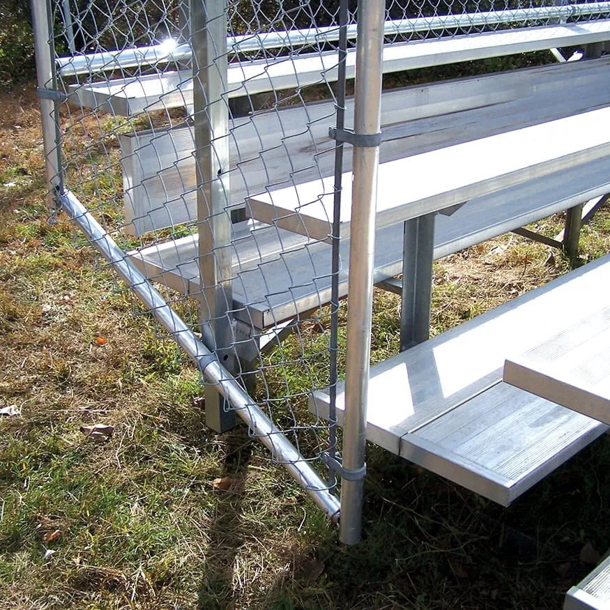 Jaypro Bleacher - 15 ft. (5 Row - Single Foot Plank with Chain Link Rail) - Enclosed (Powder Coated)