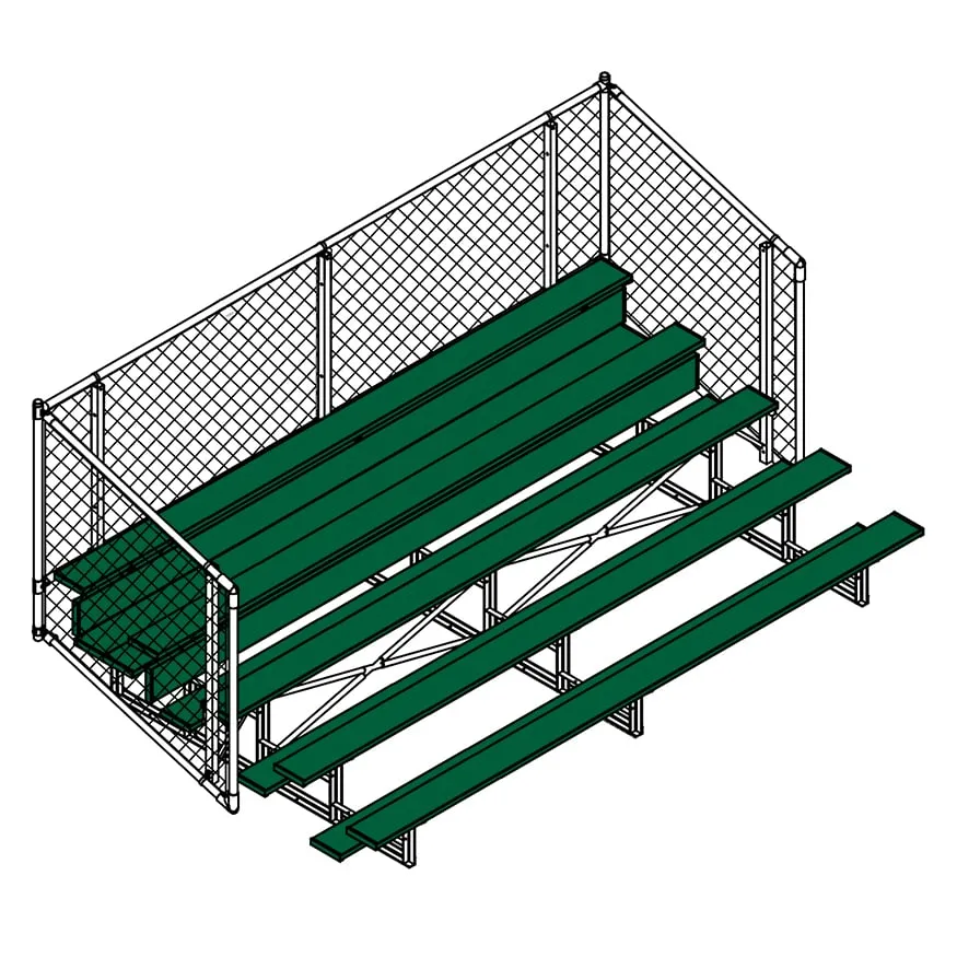 Jaypro Bleacher - 15 ft. (5 Row - Single Foot Plank with Chain Link Rail) - Enclosed (Powder Coated)