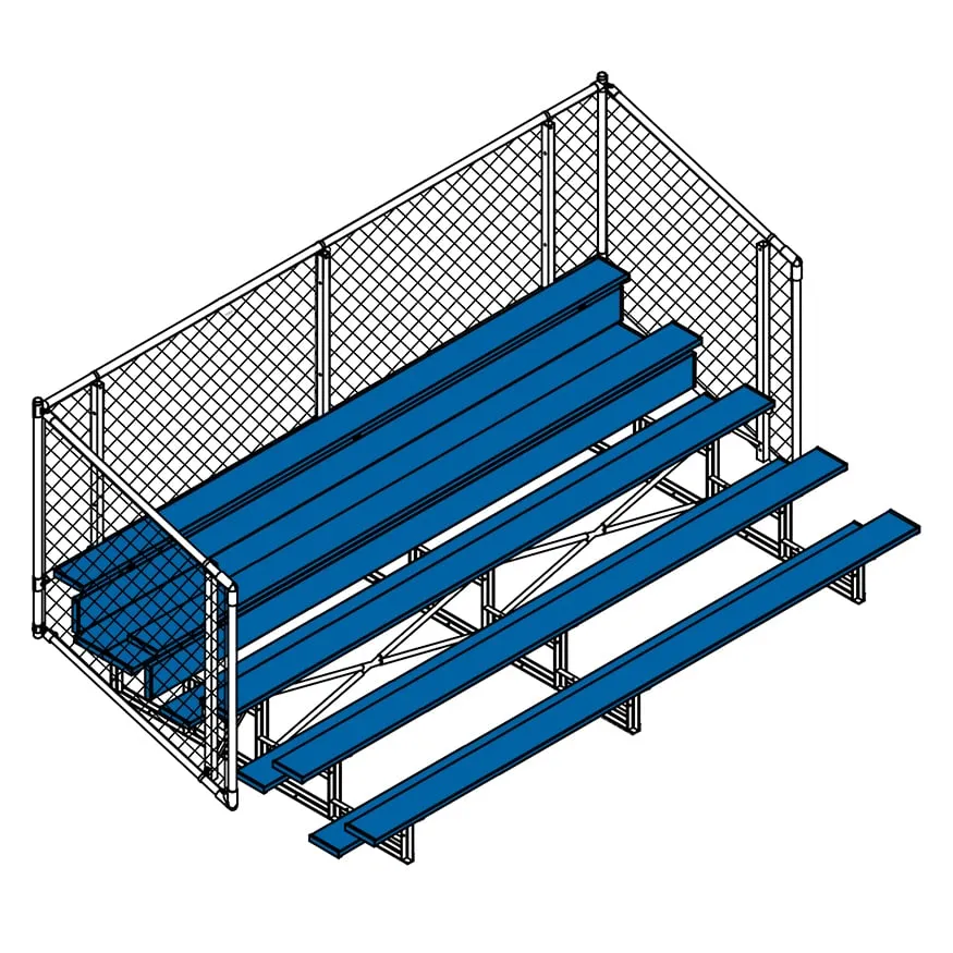 Jaypro Bleacher - 15 ft. (5 Row - Single Foot Plank with Chain Link Rail) - Enclosed (Powder Coated)