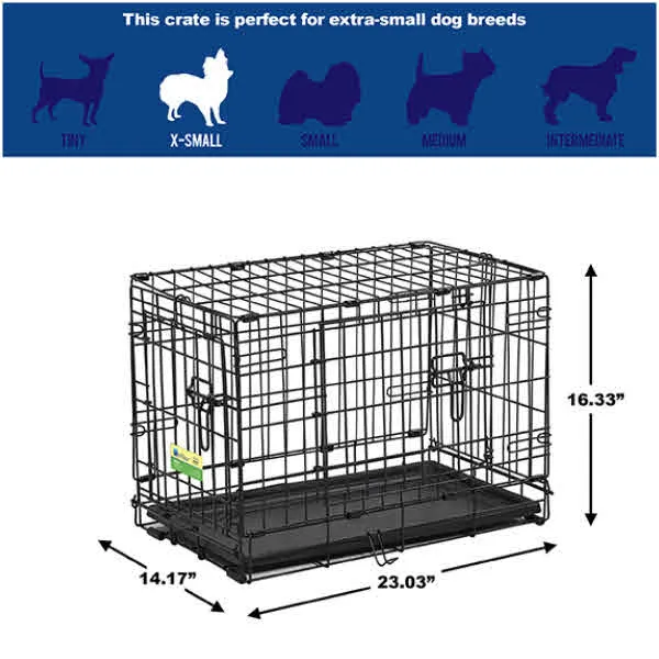 MidWest Contour Dog Crate Double Door, 22-in