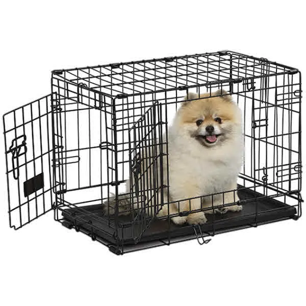 MidWest Contour Dog Crate Double Door, 22-in