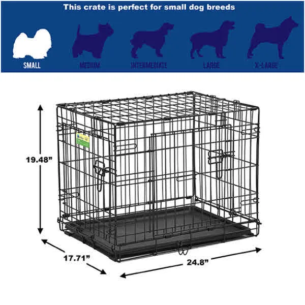 MidWest Contour Dog Crate Double Door, 24-in