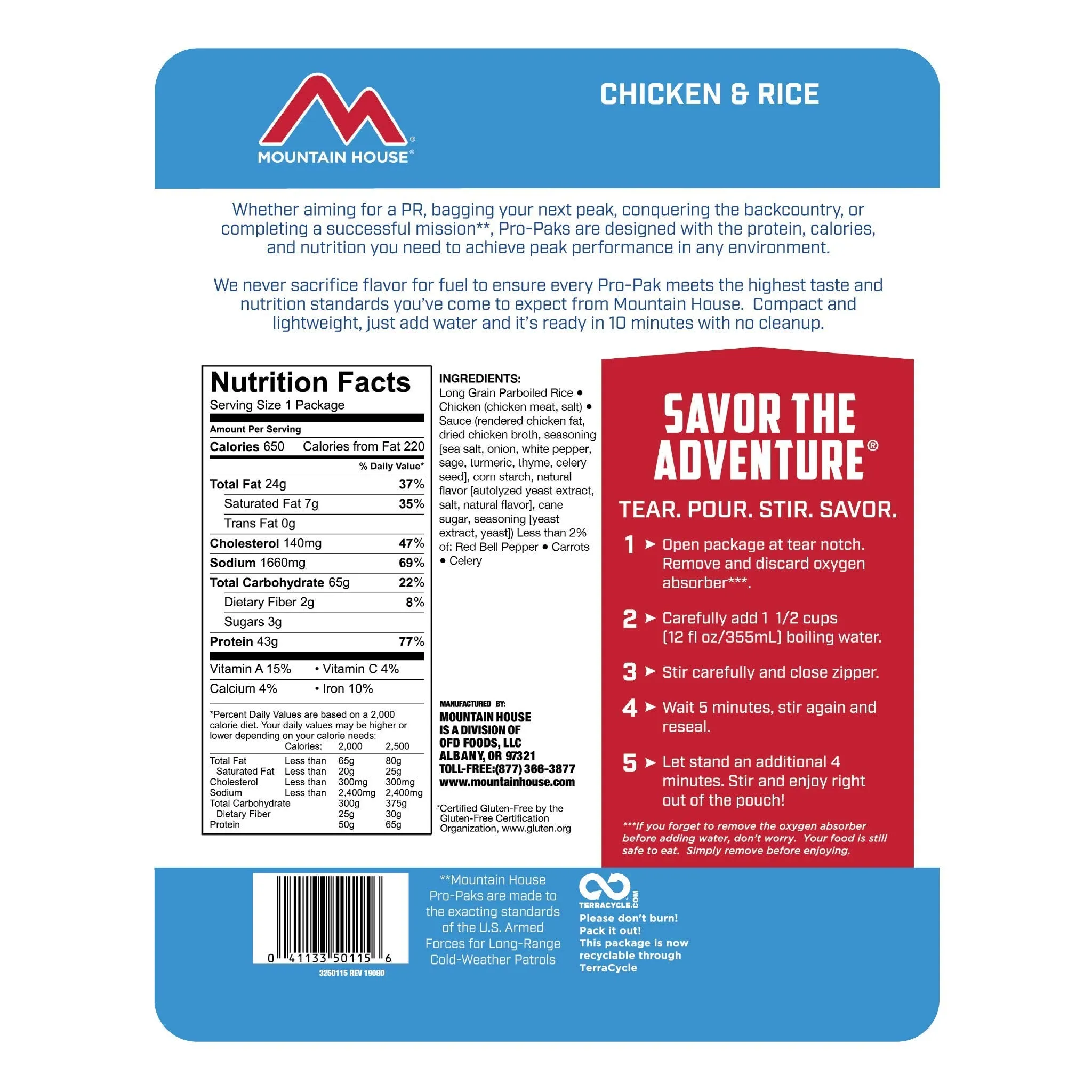 Mountain House - Rice and Chicken Pouch Pro-Pak