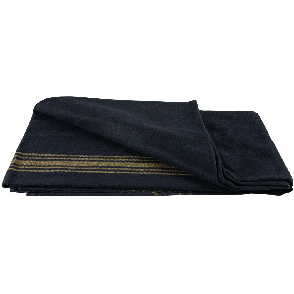 Mustard Striped Navy Wool Blanket