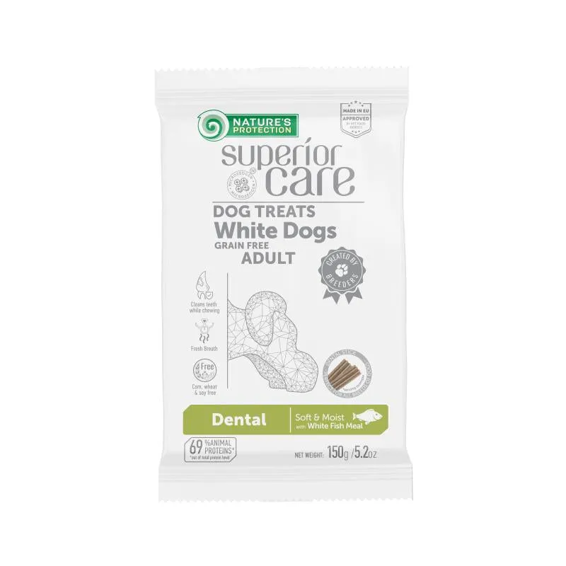 Nature's Protection Superior Care White Dogs Grain-Free Dental Supplemental Treats Soft And Moist, White Fish